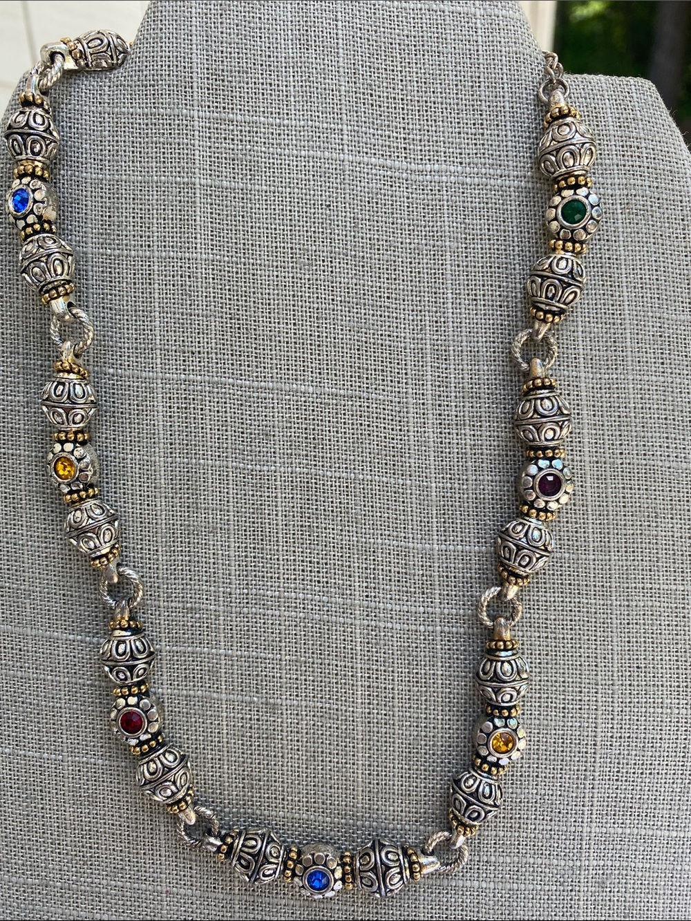 Multicolor Bead Chain Necklace - Gold & Silver Accents